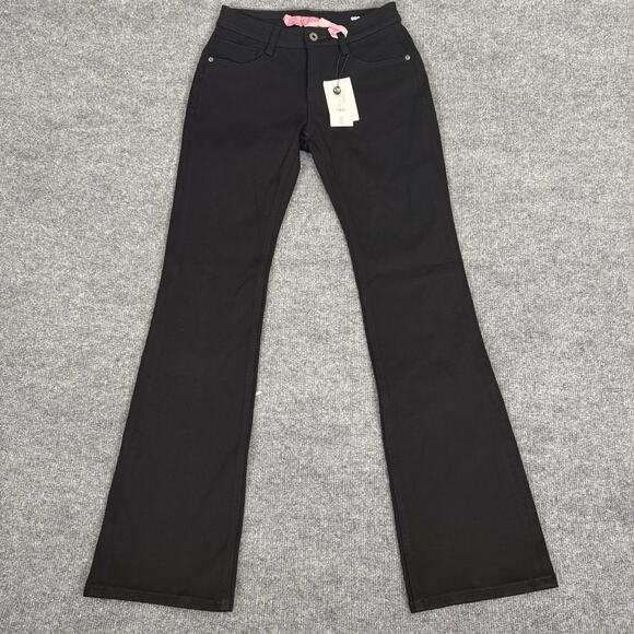 Fax Copy Express Cowboy Denim Jeans Women Medium Black Super Stretch Bootcut NEW - Picture 1 of 15